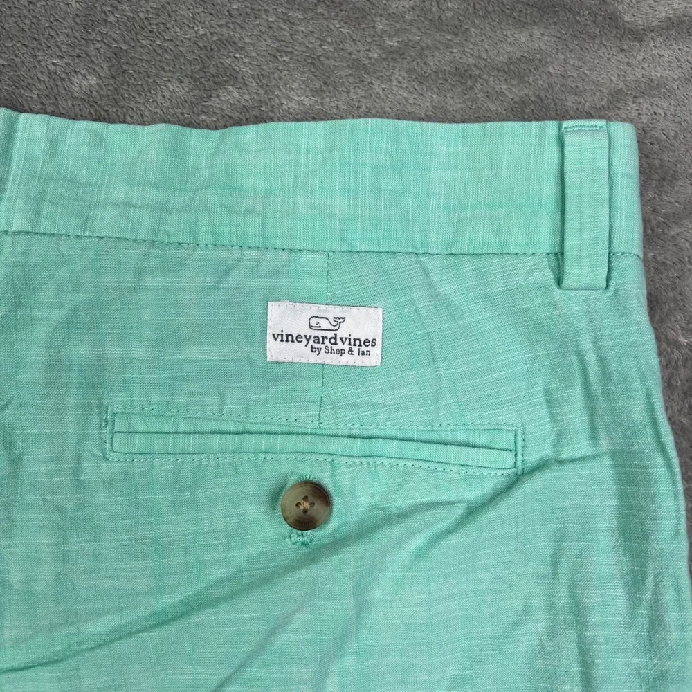 Vineyard Vines Breaker Shorts Mens‎ 32 Mint Green Solid Slub Cotton Stretch 8